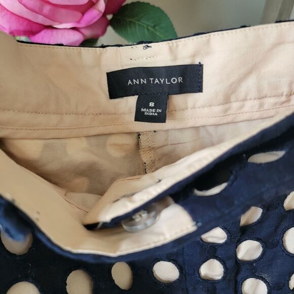 Ann Taylor Blue and Cream Eyelet Shorts - Picture 4 of 11